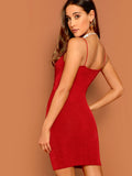 Crisscross Form Fitting Velvet Cami Dress