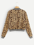 Button Up Leopard Bomber Teddy Jacket