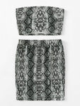 Snake Print Bandeau & Slim Fitted Skirt Set