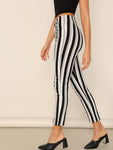 Mid Rise Striped Skinny Pants