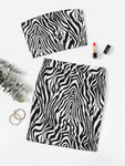 Zebra Pattern Bandeau & Slim Fitted Skirt Set