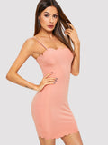 Form Fitting Scalloped Cami Dress