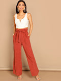 Tie Waist Wide Leg Pants