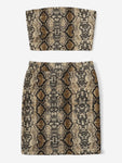 Snake Print Bandeau & Slim Fitted Skirt Set