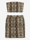 Snake Print Bandeau & Slim Fitted Skirt Set