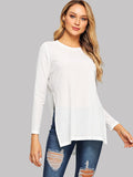 Dip Hem Split Side Casual T-shirt