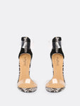 Clear Band And Strap With Snake Print Detail Heels