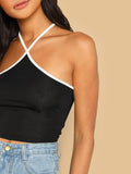 Contrast Tipping Ribbed Knit Cami Top