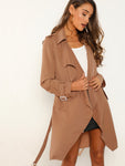 Belted Cuff and Waist Draped Coat