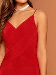 Crisscross Form Fitting Velvet Cami Dress