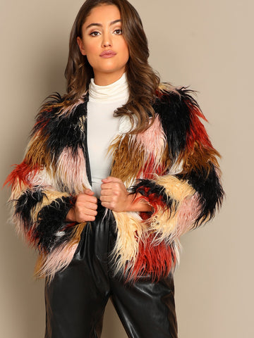 Colorful Faux Fur Coat