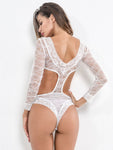 Cut-out Ring Detail Lace Teddy Bodysuit