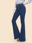 Button Up Flare Hem Jeans