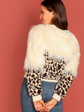 Zip Up Faux Fur Leopard Jacket