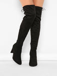 Almond Toe Chunky Heel Thigh High Boots