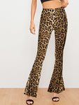 Leopard Print Flare Leg Pants