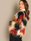 Colorful Faux Fur Coat