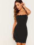 Form Fitting Scalloped Cami Dress