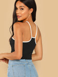 Contrast Tipping Ribbed Knit Cami Top