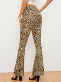 Leopard Print Flare Leg Pants