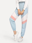 Waist Belted Color Block Pants