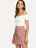 Button Up Cord Skirt