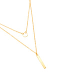 Bar & Ring Pendant Layered Chain Necklace