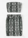 Snake Print Bandeau & Slim Fitted Skirt Set