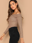 Crisscross Fold Over Bardot Top