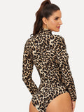 Cheetah Print High Neck Bodysuit