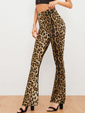 Leopard Print Flare Leg Pants