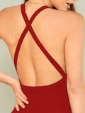 Crisscross Back Solid Bodysuit