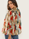 Colorful Faux Fur Coat