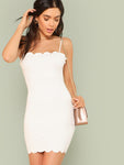 Form Fitting Scalloped Cami Dress