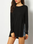 Dip Hem Split Side Casual T-shirt