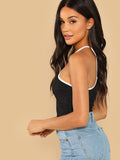 Contrast Tipping Ribbed Knit Cami Top