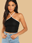 Contrast Tipping Ribbed Knit Cami Top