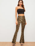 Leopard Print Flare Leg Pants