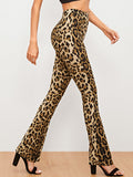 Leopard Print Flare Leg Pants