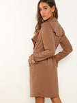 Belted Cuff and Waist Draped Coat