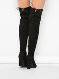 Almond Toe Chunky Heel Thigh High Boots