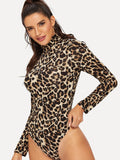 Cheetah Print High Neck Bodysuit