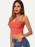 Crop Rib-knit Striped Fitted Cami Top