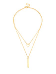 Bar & Ring Pendant Layered Chain Necklace