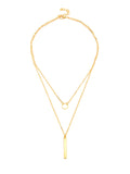 Bar & Ring Pendant Layered Chain Necklace