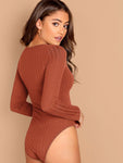 Scoop Neck Rib Knit Fitted Bodysuit