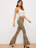 Leopard Print Flare Leg Pants