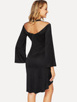 Mesh Insert V Neck Dress