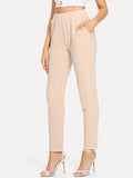 Elastic Waist Textured Cigarette Pants