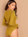 Scoop Neck Rib-knit Bodysuit